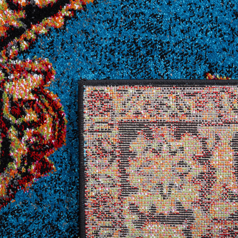 Tapis oriental doré / bleu clair Cassara, Rectangle 2 pi 3 po x 4 pi
