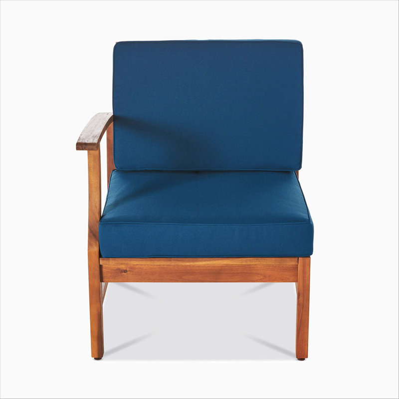 FAUTEUIL GAUCHE PERLA, BLEU, Bleu, Teck