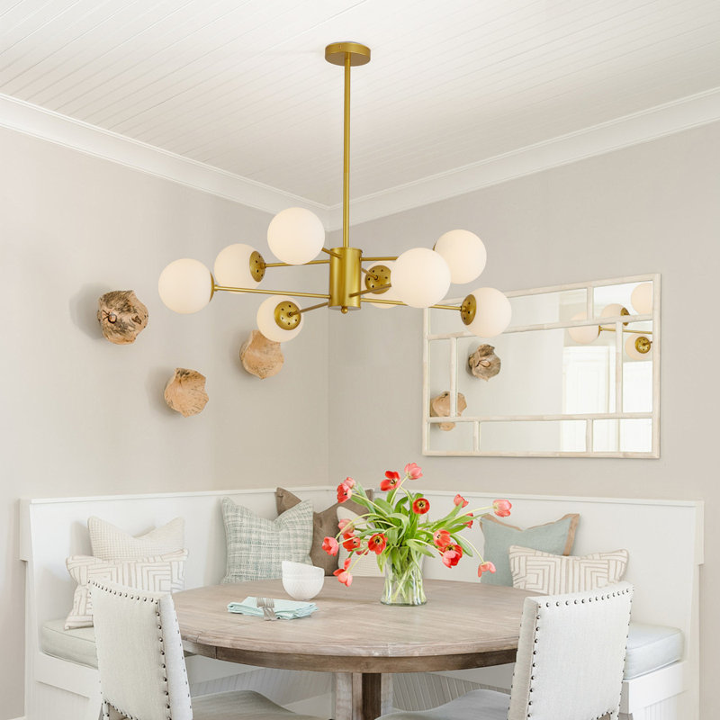 8-lamp white gold adjustable iron pendant light