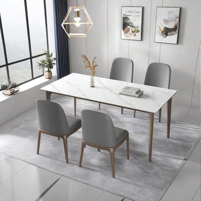 Modern White Ash Table and Chair Combo