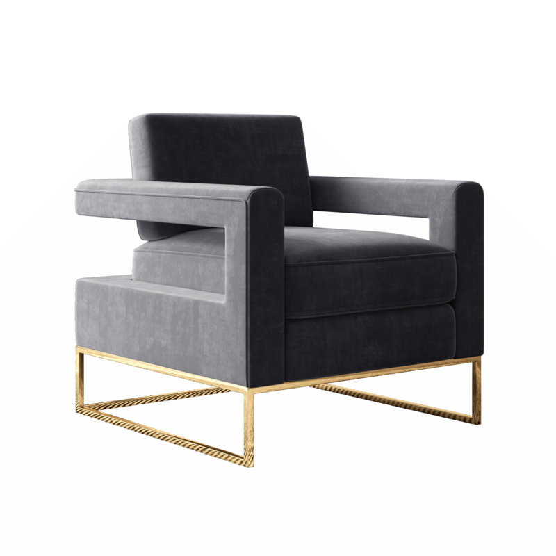 Chaise de réception en velours avec structure en bois manufacturé, gris