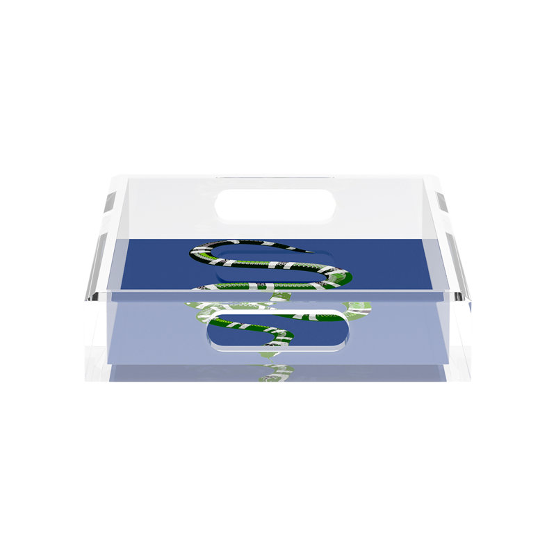 Serpent Acrylic Rectangle Decorative Tray, Blue, 12.5"W x 7.75"D x 2"H