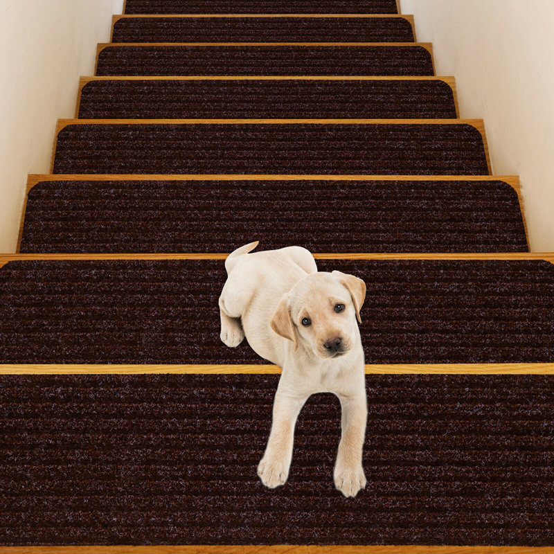 Tapis d'escalier antidérapant Aaqil, Brun