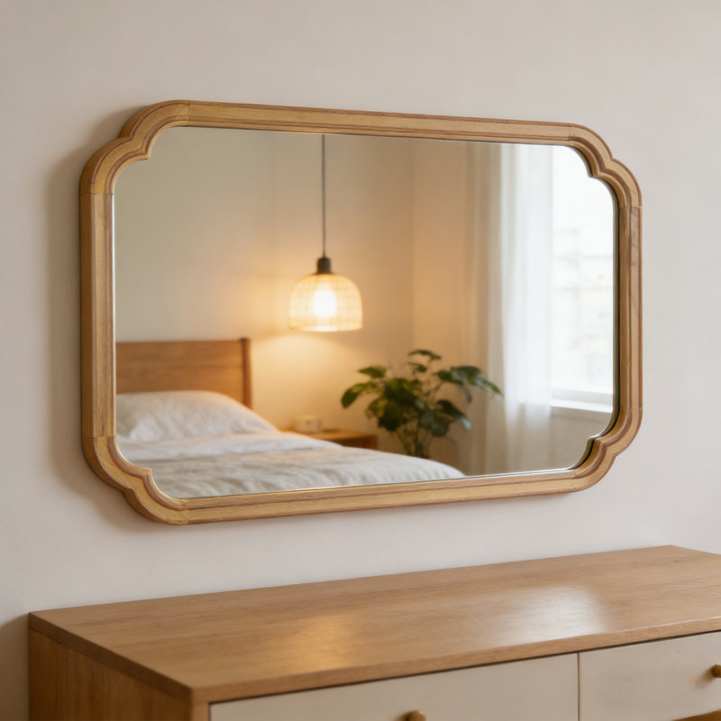 Miroir mural de salle de bain Farmhouse, Bois naturel