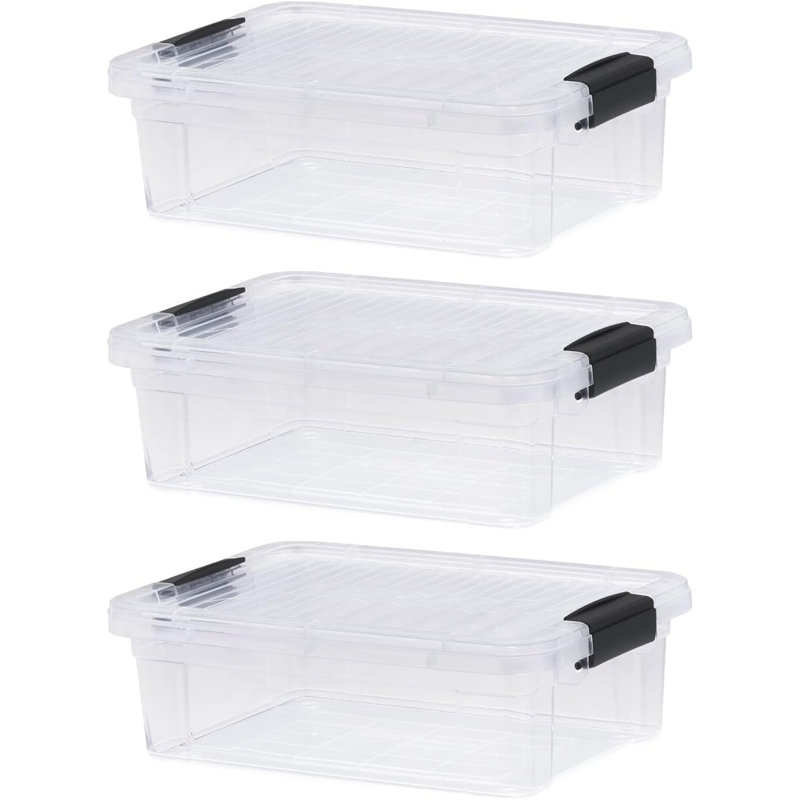 Latitude Run® Clear Storage Bins with Lids, 3 Pack- Plastic Storage Boxes for Home, 4.5 qt