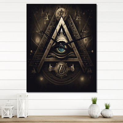 The All Seeing Divine Eye Illuminati I - Egyptian Wall Clock