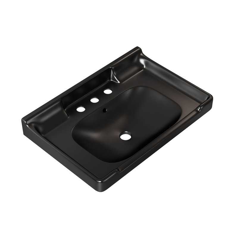 Structure de pied de console de salle de bain autoportante en acier inoxydable 28 pouces, Noir, Noir