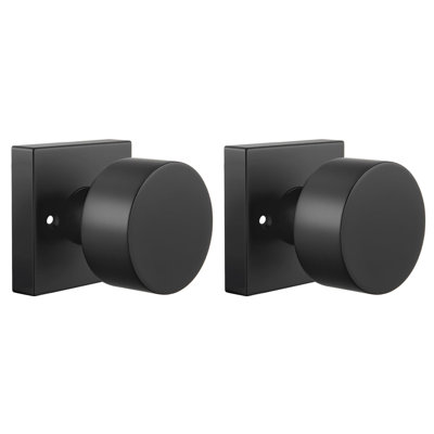 Faux boutons de porte noirs mats, boutons de porte noirs décoratifs intérieurs, boutons de porte non tournants pour garde-robe et garde-manger, boutons carrés modernes - 1 paquet (2 pièces)