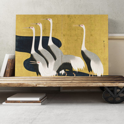 Cranes Oriental Japanese by - Wrapped Canvas