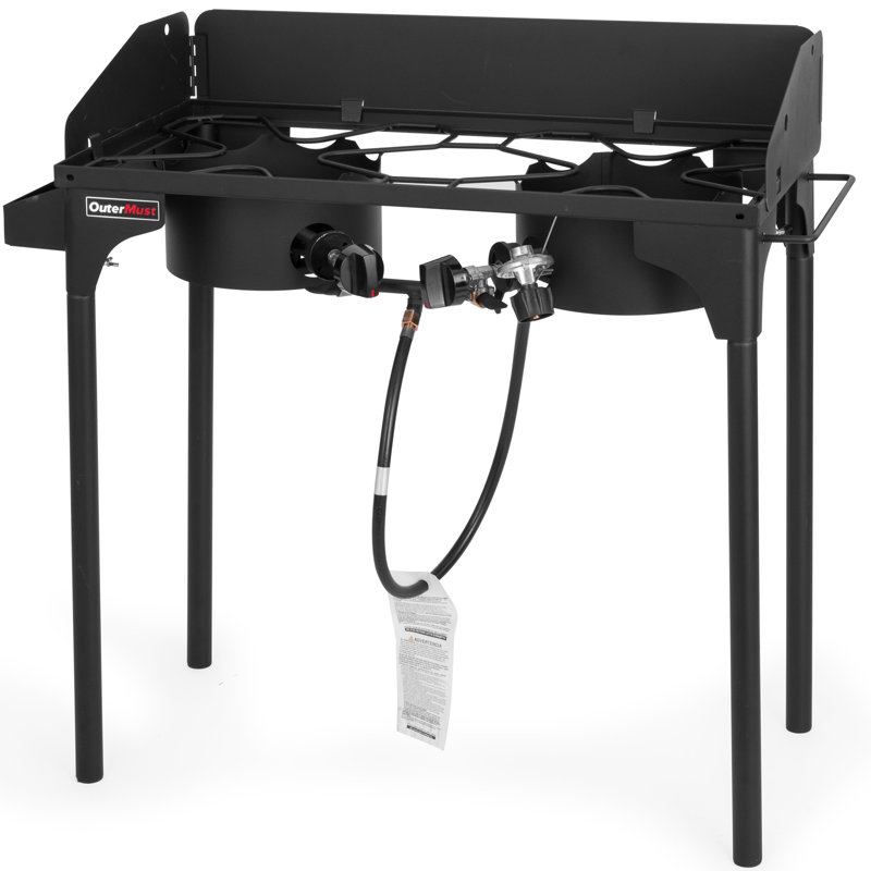 Outermust 2-Burner Propane Outdoor Stove with Windscreen