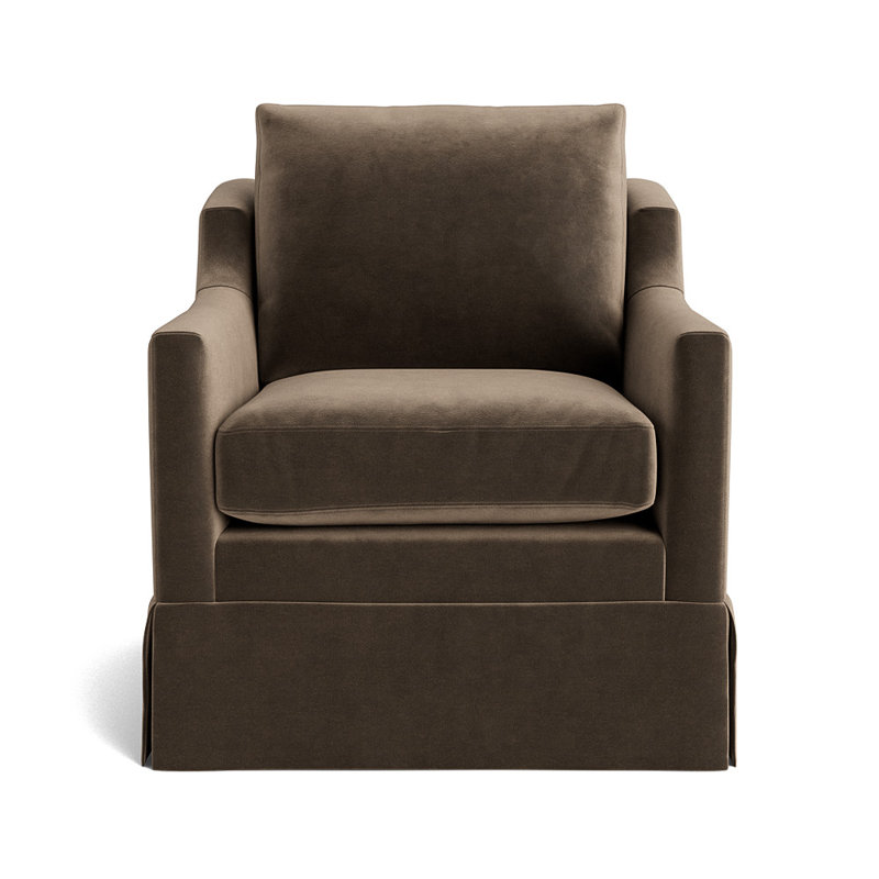 Gigi Upholstered Swivel Armchair, Performance Velvet - Otter