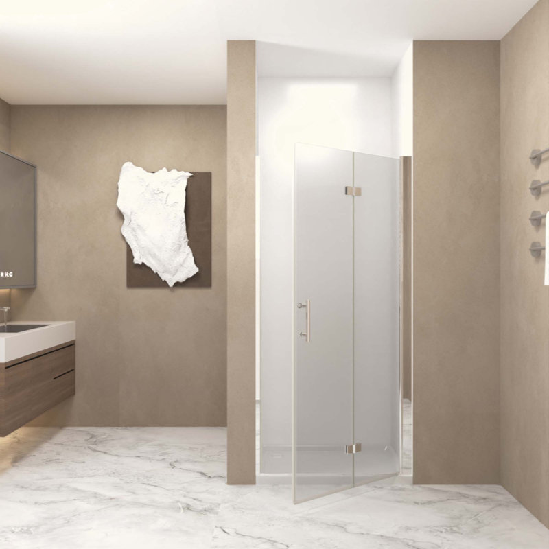 Bifold Shower Door,  1/4"(6Mm)  Tempered Glass, Aluminum Frame, Explosion Proof Film, Chrome