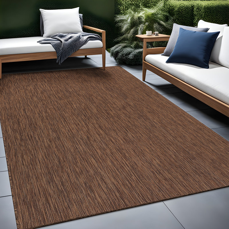 Tapis intérieur / extérieur brun Waikiki, Rectangle 6 pi x 9 pi