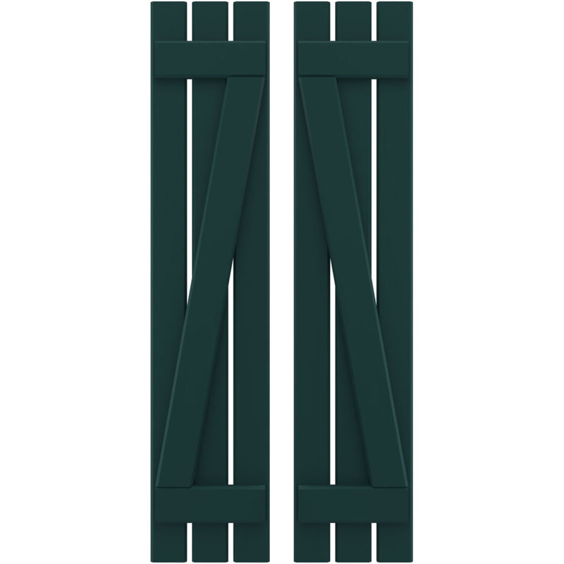 Americraft (2 Batten) Spaced Board-n-Batten Shutters w/ Z-Bar (Per Pair), Thermal Green, 11 1/2", 70"