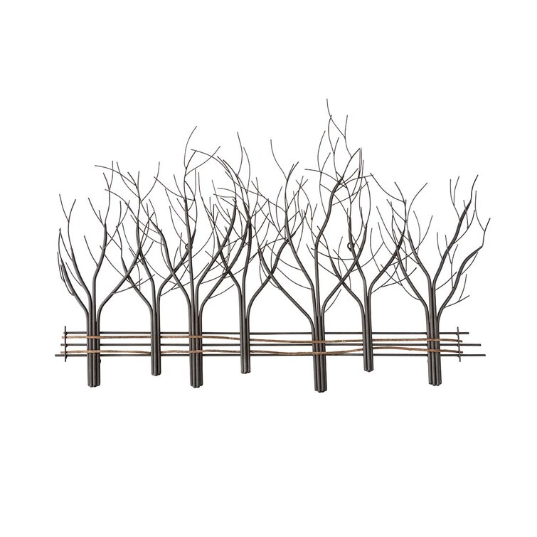 Metal and Natural Vine Seven Tree Wall Décor