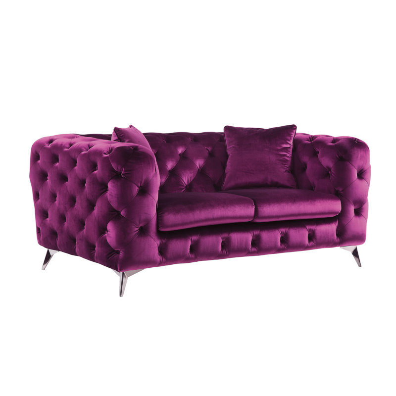 Canapé Godsey, H 30 po x l 71 po x P 36 po, Velours mauve