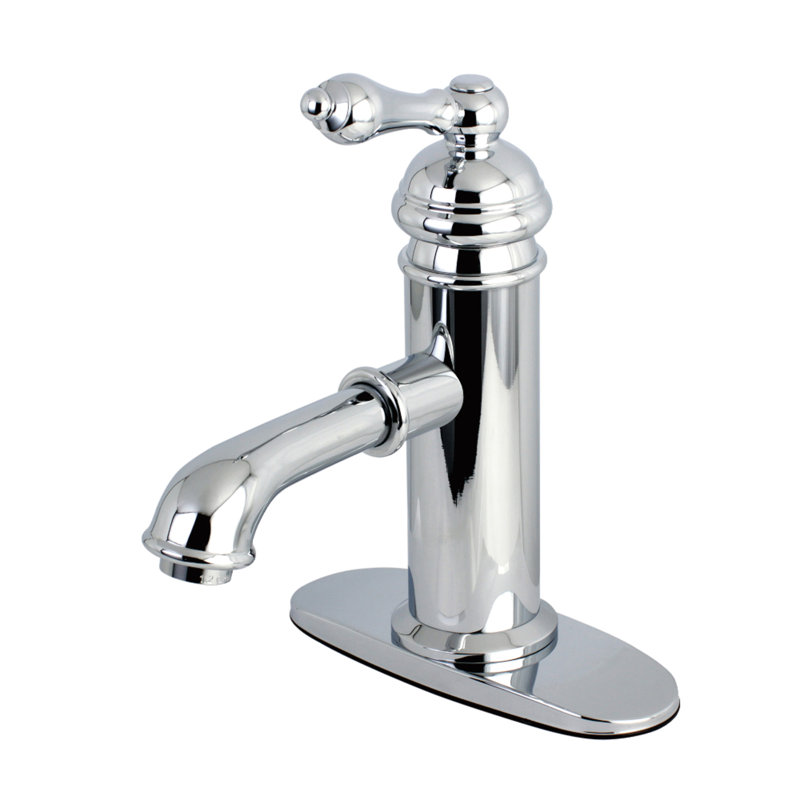 Kingston Brass American Classic Single-Handle 1-Hole Deck Mount Bathroom Faucet with Brass Pop-Up, Polished Chrome
