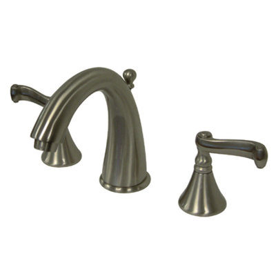 Kingston Brass Royale Two-Handle 3-Hole Deck Mount Widespread Bathroom Faucet with Brass Pop-Up Drain