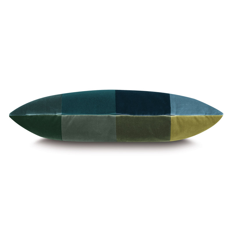 Coussin Uma, Rectangle H 11 po x l 21 po, Bleu / Vert foncé