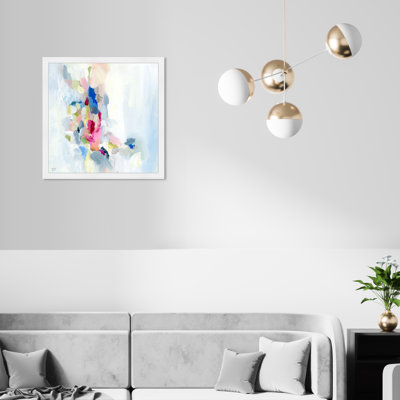Pastel Blue Abstract Painting Contemporary Framed Art Print For Bedroom