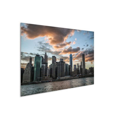 Manhattan Skyline, NYC by Tom Eversley 53×80 cm MetalArt Materic Aluminum Satin Effect, Frameless Panel, Lightweight Ready to Hang