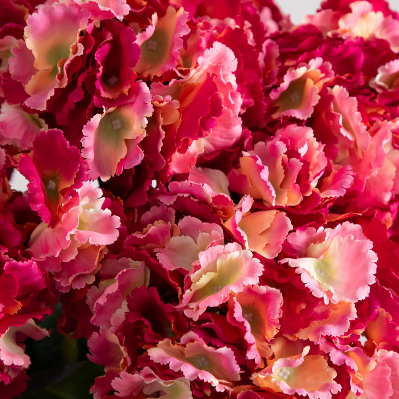 20 po Arrangement d'hortensias artificiels dans un vase en verre, Rose
