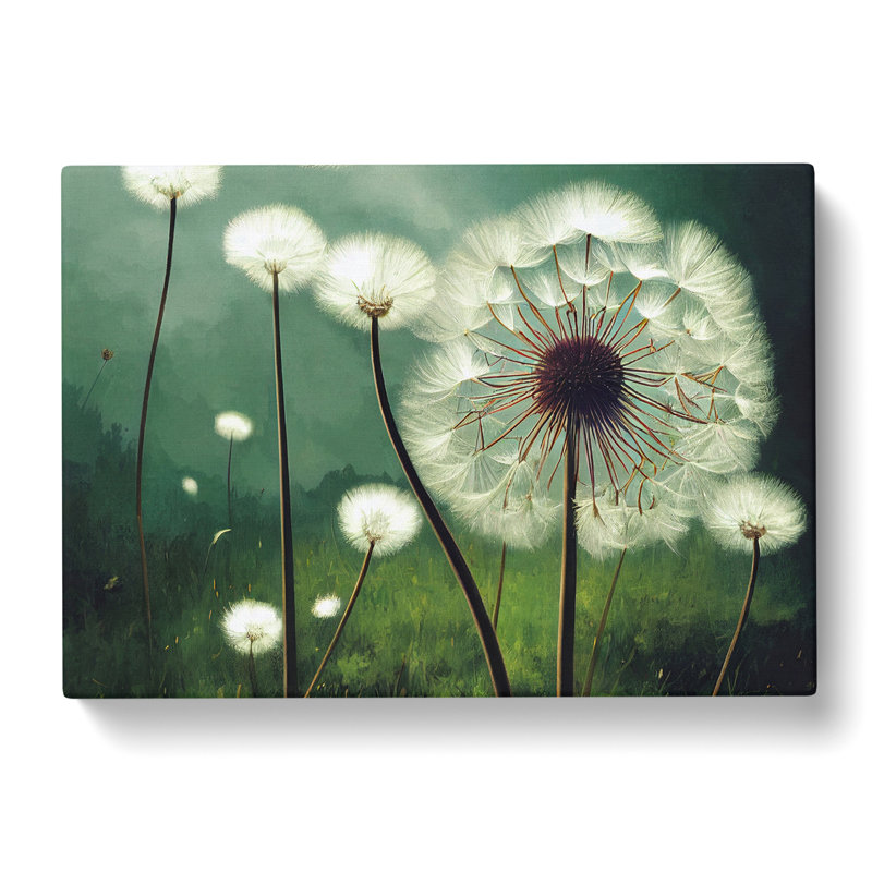 Blissful Dandelion Flowers - Wrapped Canvas Painting, 35cm H x 50cm W x 3cm D