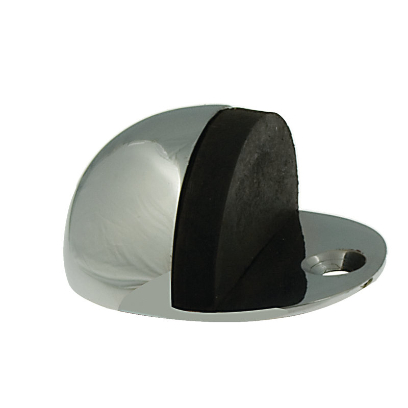 Manvel Brass Floor Fixed Door Stop, Polished Chrome