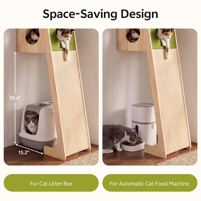 58.3‘’H Cat Tower With Scratching And Cat Condo Perch For Large Cats