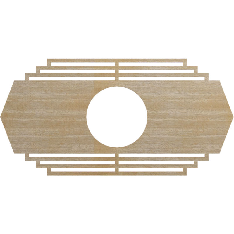 Médaillon de plafond en bois Chrysler, H 19 po x l 38 po x P 0,25 po, Hickory