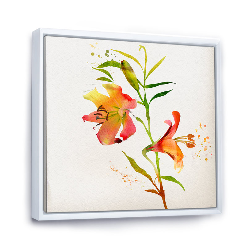 Illustration abstraite de fleurs de lys - sur, H 16 po x l 16 po x P 1 po, Toile encadrée flottée blanche