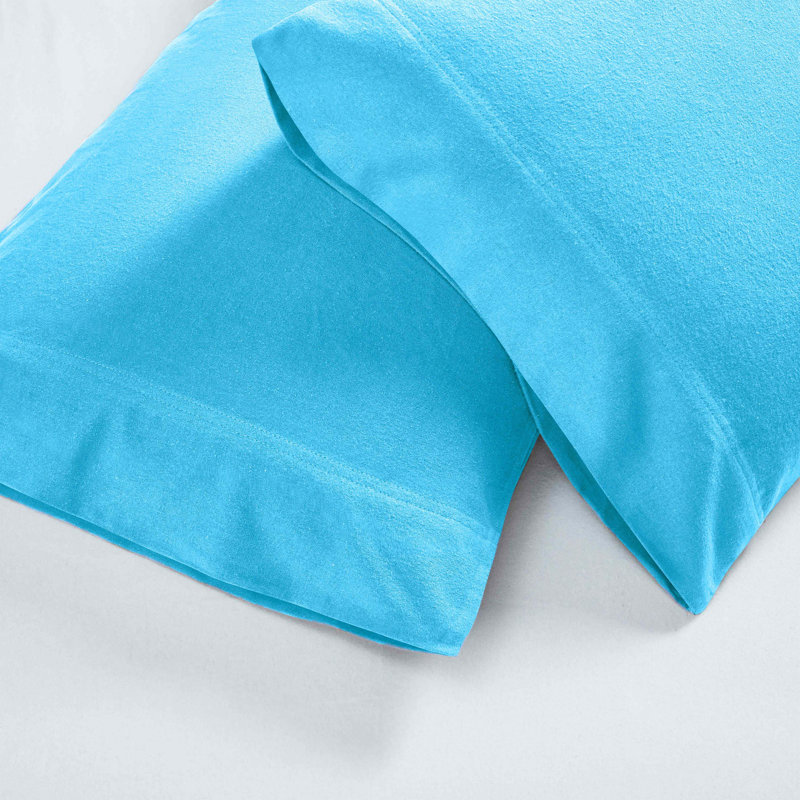 Modern All Season Solid Flannel Cotton Pillowcase, Standard Pillowcase, Blue