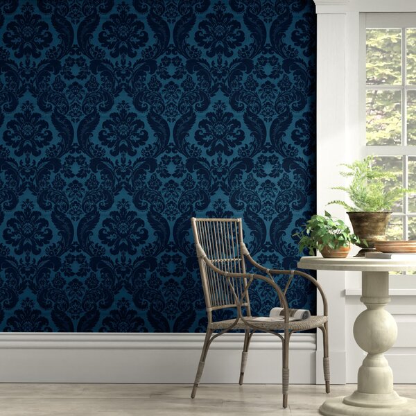 Handpainted Traditionals Block Print Damask Wallpaper - SAMPLE