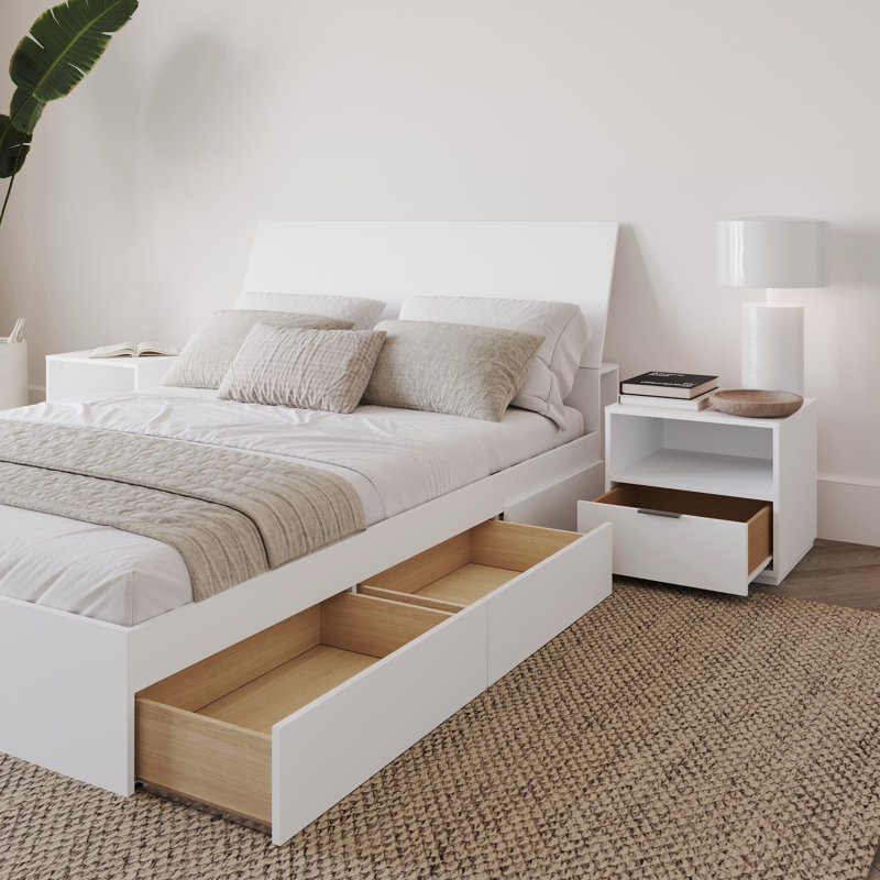 Ganta 4-Piece Reversible Storage Bedroom Set, Full / Double, White
