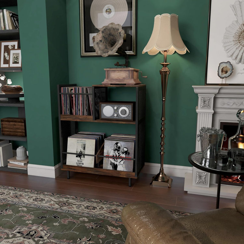 Support pour tourne-disque à 3 niveaux avec rangement en vinyle pouvant contenir jusqu'à 250 albums