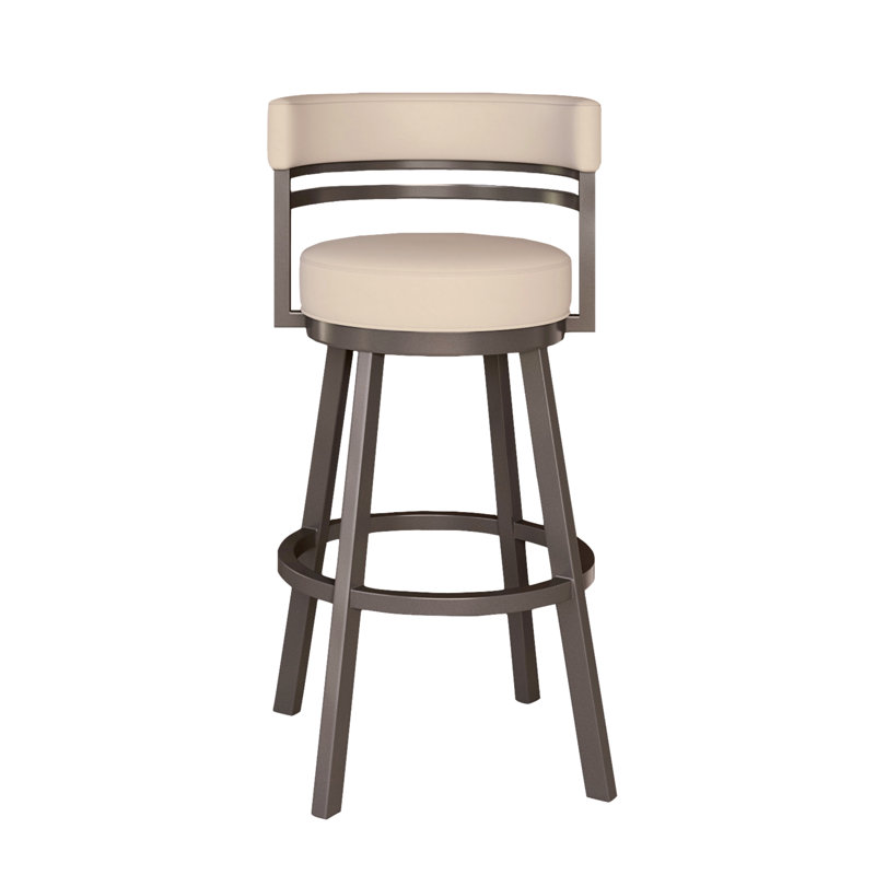 Tabouret de bar et de comptoir Belvie, Tabouret de comptoir (siège d'une hauteur de 26 p, Gris silex, Crème, crème