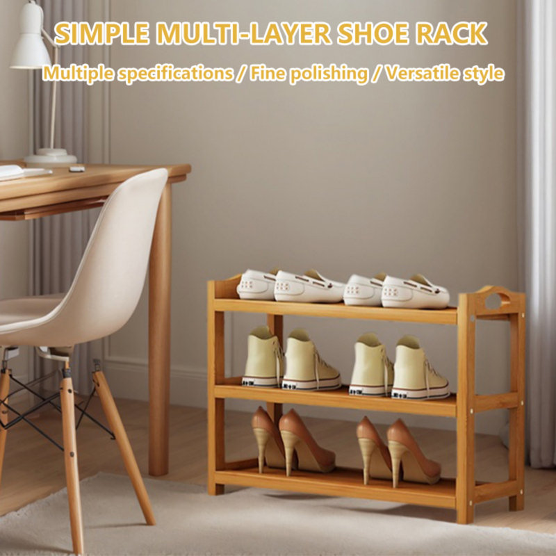 Bamboo Shoe Rack 3-tier Shoe Storage Organizer Entryway Shoe Shelf