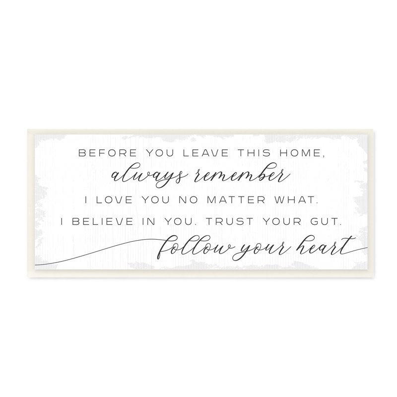"Trust Your Gut Follow Heart", Plaque murale, H 7 po x l 17 po x P 0,5 po