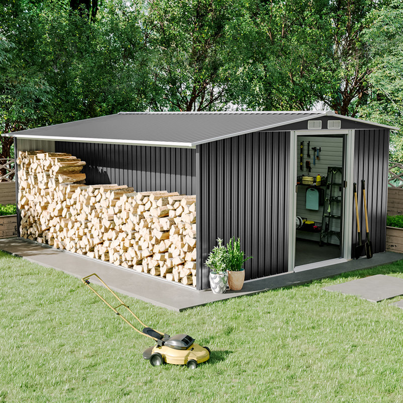 10'10" W x 8'6" D Metal Garage Shed