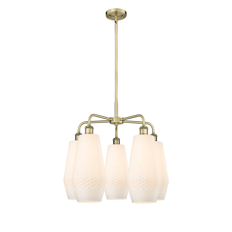 Lustre 5 lumières Monabo, Fumée, Laiton antique