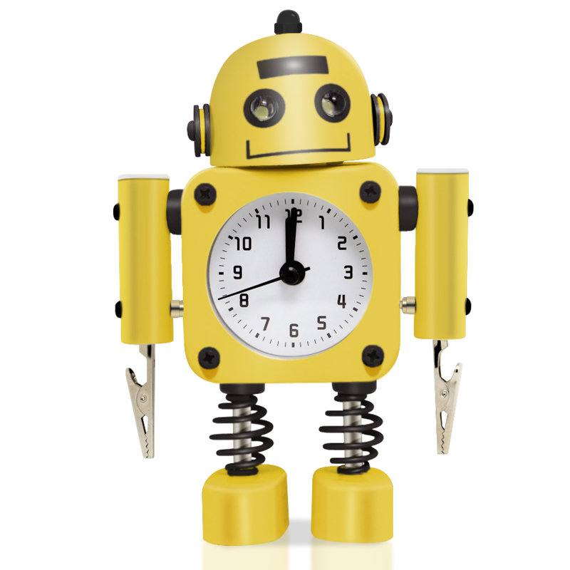 Analog Metal Mechanical Tabletop Clock with Alarm, Yellow