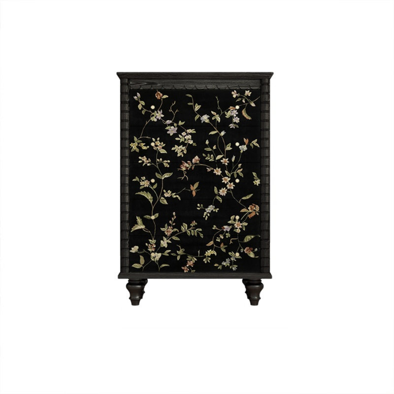 Commode d'appoint avec cinq tiroirs Retro, Noir