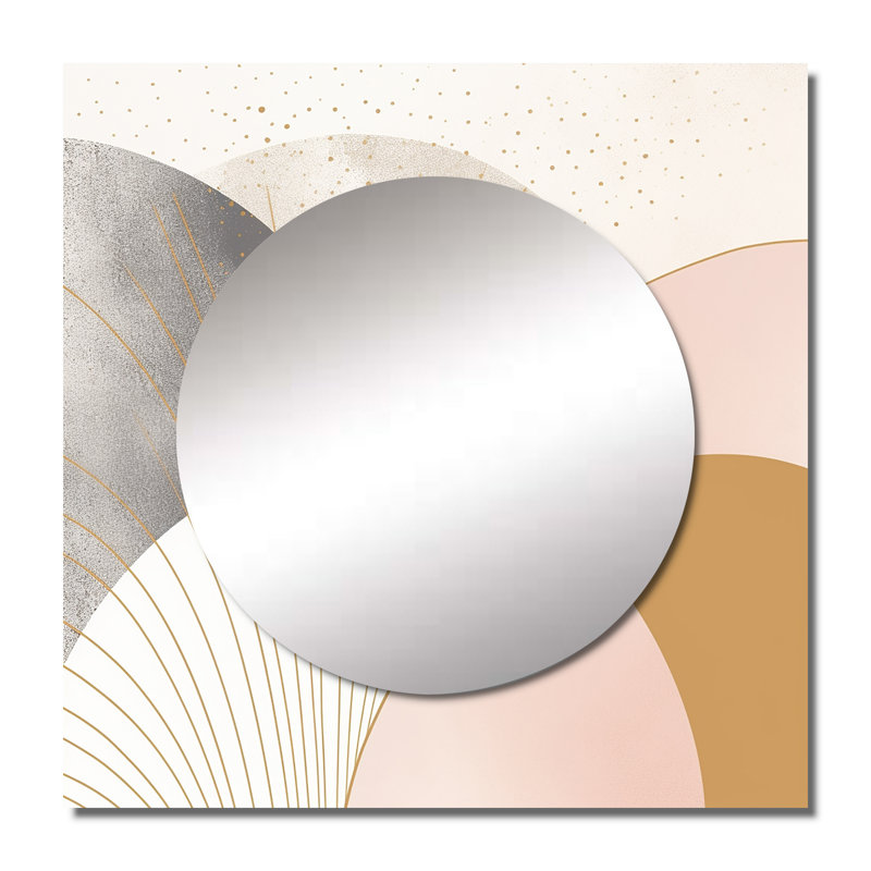 Géométrie de sérénité en or rose rétro - art mural moderne carré en miroir, 29 po x 29 po