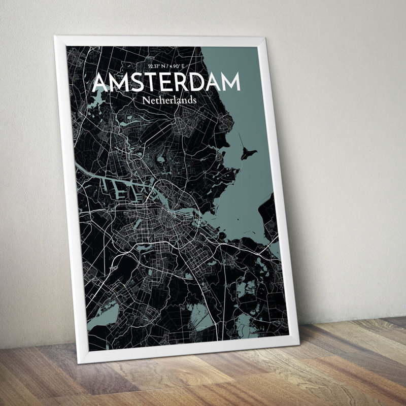 Amsterdam City Map - No Frame Print, 97.7 cm H x 50 cm W x 0.1 cm D