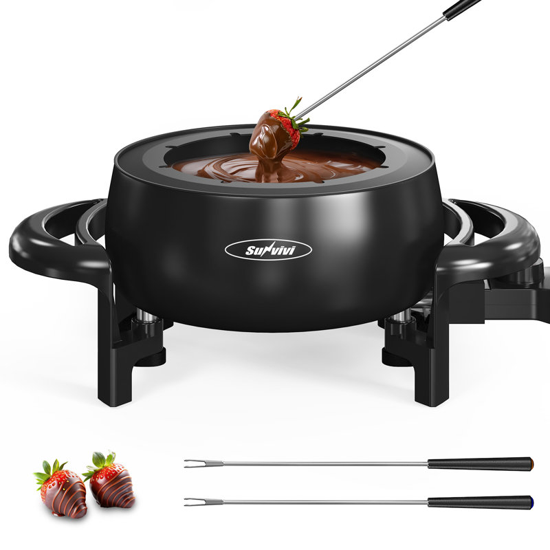 Electric Fondue Pot Set For Melting Chocolate Cheese, 3 Quart Fondue Set With Adjustable Temperature Control And 8 Colour-coded Forks, 1000w Non-stick Fondue Maker For Dessert, Oil And Broth