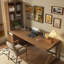 Bureau rectangulaire à 3 tiroirs en bois massif brun noisette-655991950-655992179