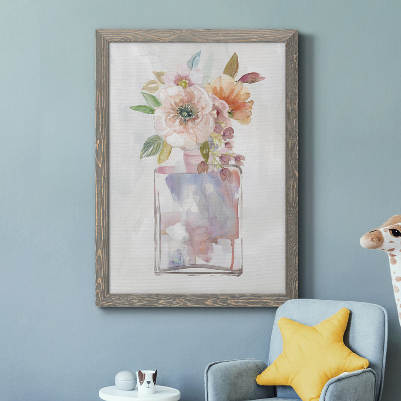 Mini Bouquet II - Reproduction d'art sur toile encadrée, H 44 po x l 31 po x P 1 po, Encadré gris