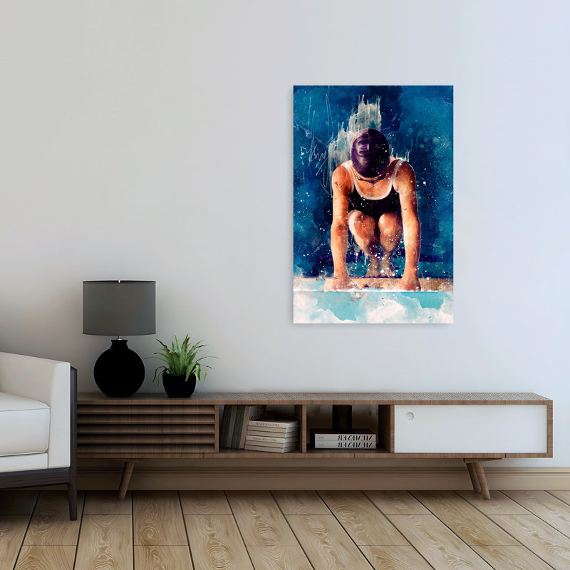 Art mural dauphin contemporain, 48" H x 32" W