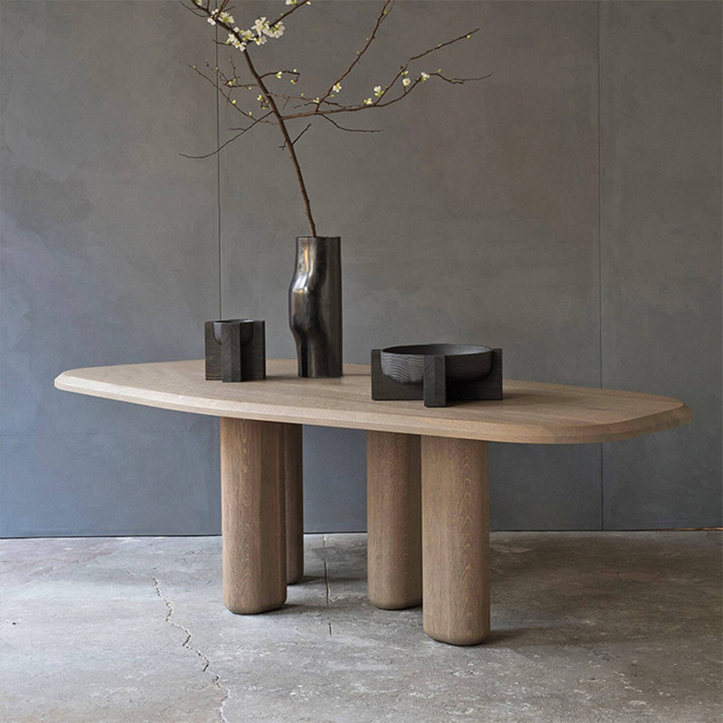 Rustic Wabi - Sabi Dining Table: Solid Wood & Timeless Utility, 29.53" H x 78.74" L x 35.43" W