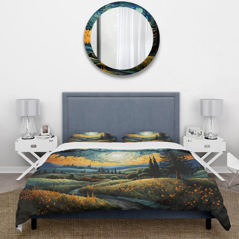 Ensemble de housse de couette en microfibre / polyester Vangogh The Swaying Cypress III
